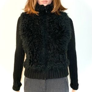 MED•BRODY•SEXY FAUX FUR & KNIT BLACK JACKET•